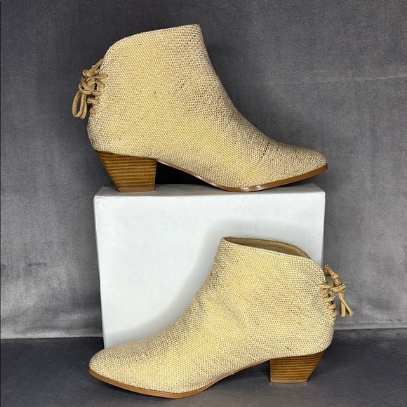 🔥🔥🔥Anthropologie Farylrobin Metallic Linen Ankle Boots Size: 8M🔥🔥🔥 - Picture 3 of 10